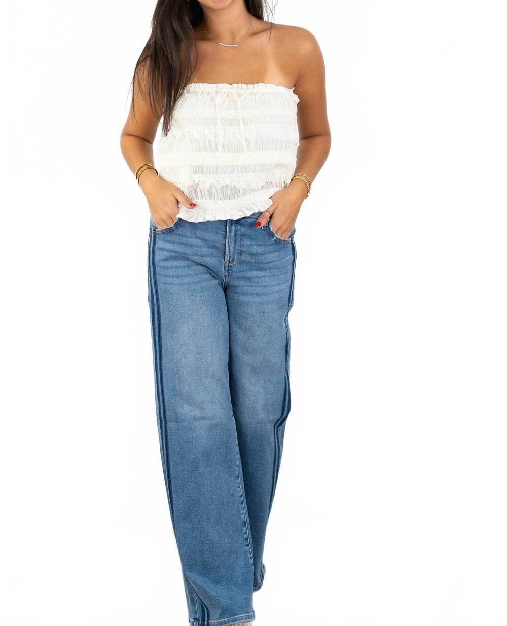 NEW RISEN mavis wide leg jeans in navy